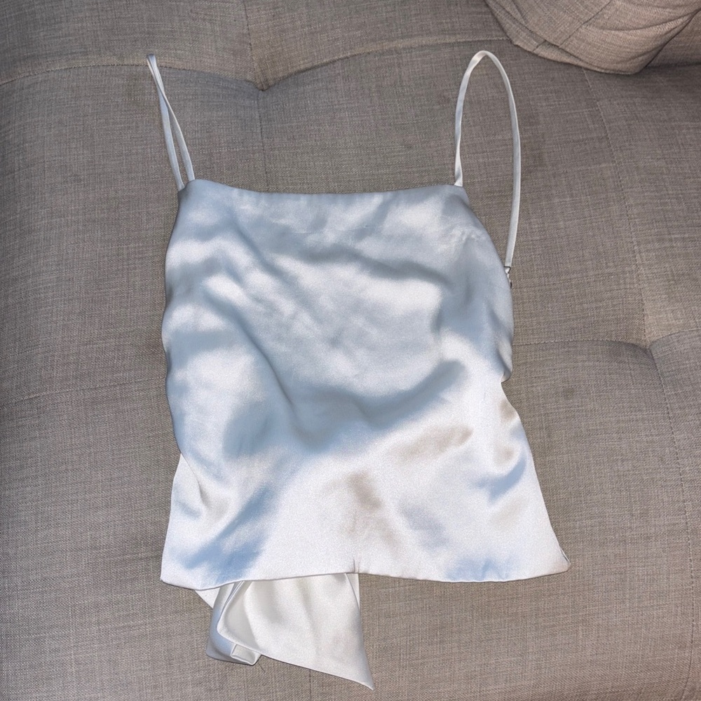 Zara Elegant White Satin open back Top - SIZE M